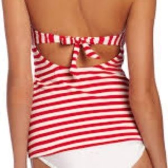 Hobie red and White Striped Tankini Swim Top Medium - Picture 2 of 4